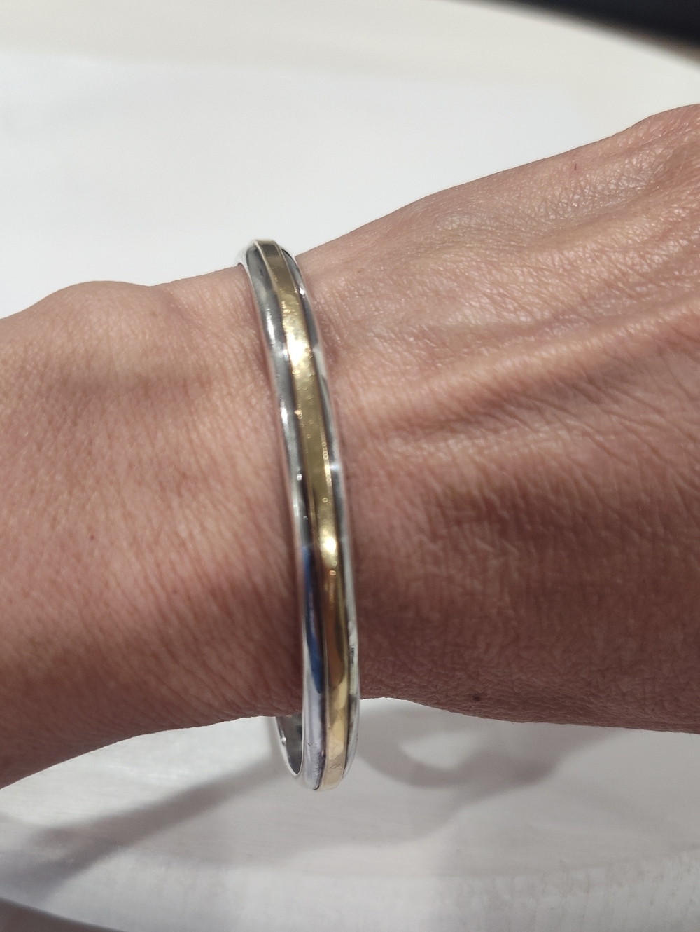 Two-Tone Sterling Silver & 18k Gold Women's Bangle Bracelet